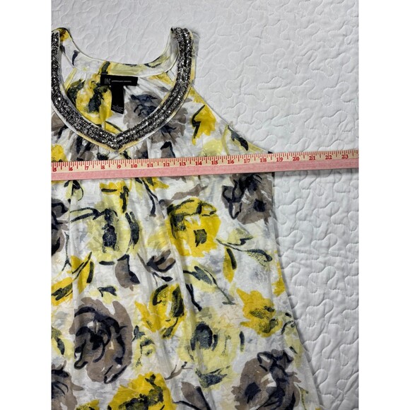INC International Concepts Yellow Floral Studded Sleeveless  Blouse size large - Picture 3 of 4